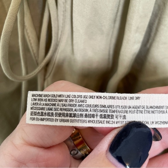 Intimately Free People Champagne V-neck W/Ties Poet Sleeves Thong Bodysuit Sz XS - Picture 12 of 13